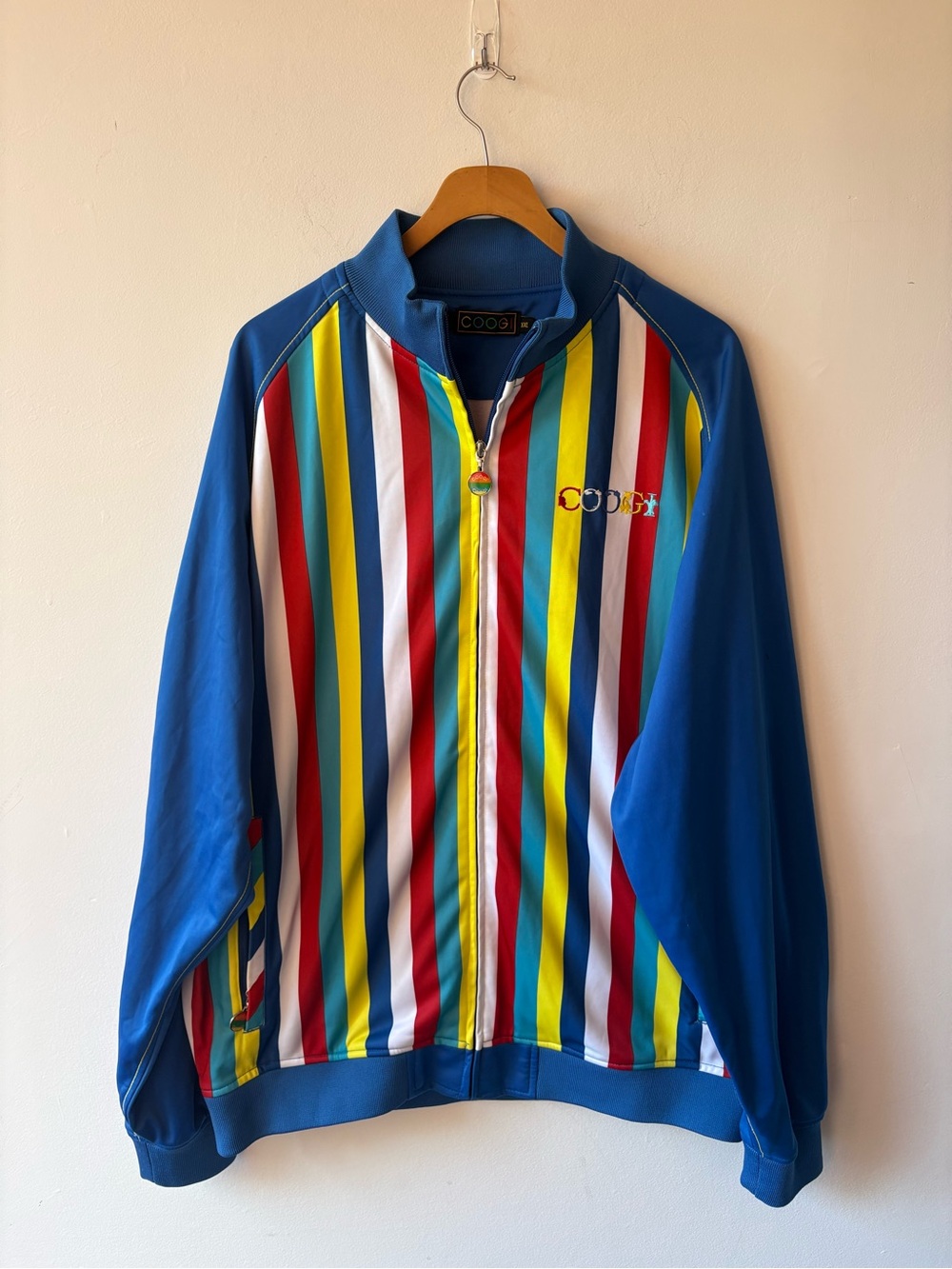 Vintage COOGI Men’s Rainbow Striped Full-Zip Track Jacket Size XXL